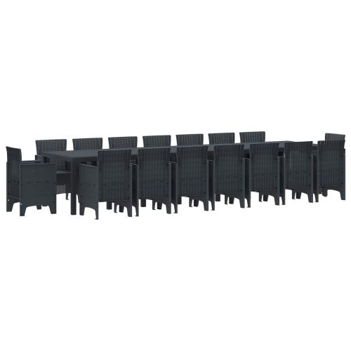 Градински комплект за хранене с възглавници 17 pcs Антрацит ПП