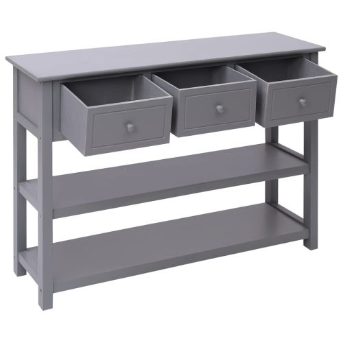 Сайдборд, сив, 108x30x76 cм, дърво пауловния масив