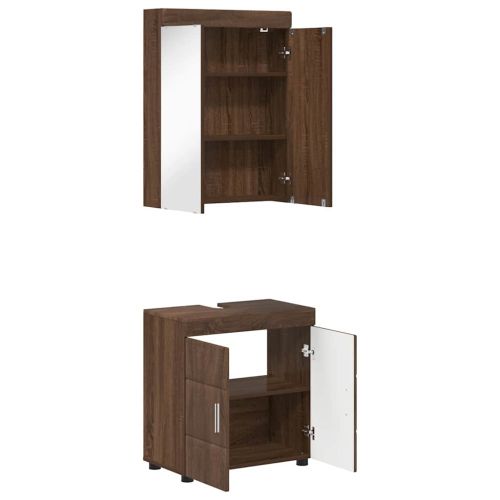 Комплект мебели за баня с рафт TULUM Кафяв дъб Инженерно дърво