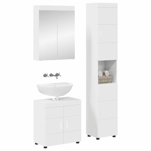 Комплект мебели за баня TULUM Лъскаво бяло Инженерно дърво