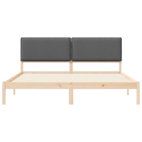 Леглова рамка с тапицирана гръбна част Тъмен сив 200 x 200 cm