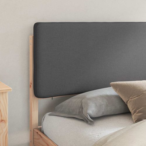 Леглова рамка с тапицирана гръбна част Тъмен сив 200 x 200 cm