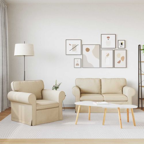 Диван 2 pcs Крем Общи размери: 155 x 82 x 80 см (Ш x Дълб x В)