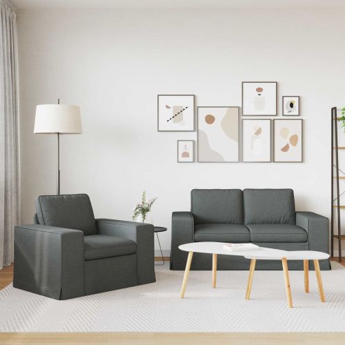 Диван 2 pcs Тъмен сив