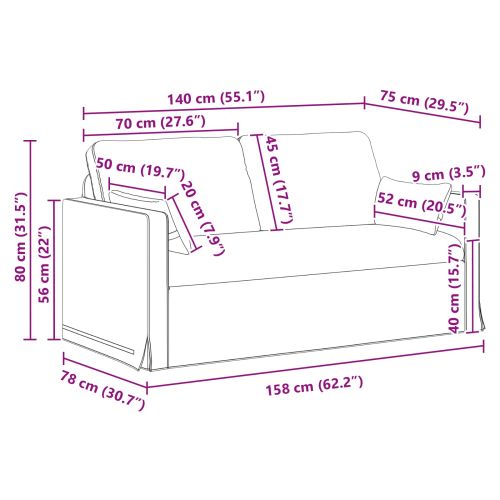 Диван 140cm 2 pcs Таупе Метал