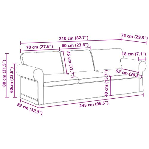 Диван 210cm 2 pcs Светлосиво Метал