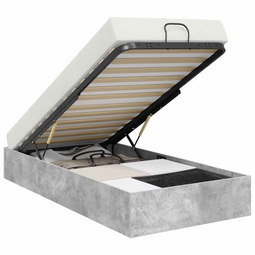 Отоманско легло Циментено сиво 80,5 x 200 см Инженерно дърво