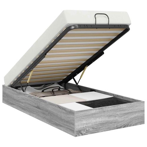 Отоманско легло Сив Сонома 80,5 x 200 см Инженерно дърво