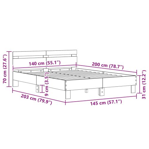 Рамка за легло Старо дърво 140 x 200 cm Инженерно дърво
