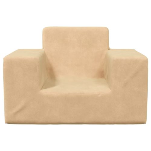 Детски диван, кремав, мек плюш