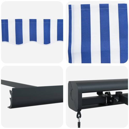 Сгъваем навес Синьо и бяло 400 × 300 cm Платно и алуминий