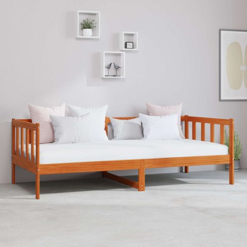 Дневно легло с матрак с таблото Пчелен кафяв и бял 90 x 200 cm