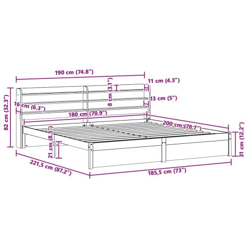 Рамка за легло 2 pcs Кафяво с восъчно покритие Солиден бор