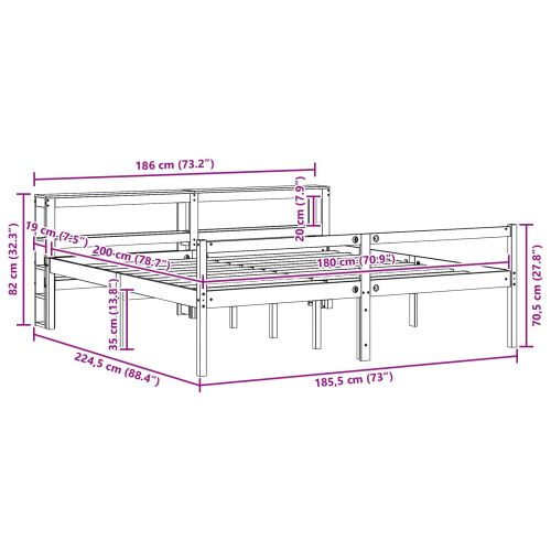 Рамка за легло 2 pcs Кафяво с восъчно покритие Солиден бор