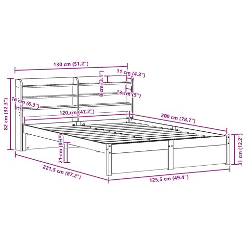 Рамка за легло 2 pcs Кафяво с восъчно покритие Солиден бор