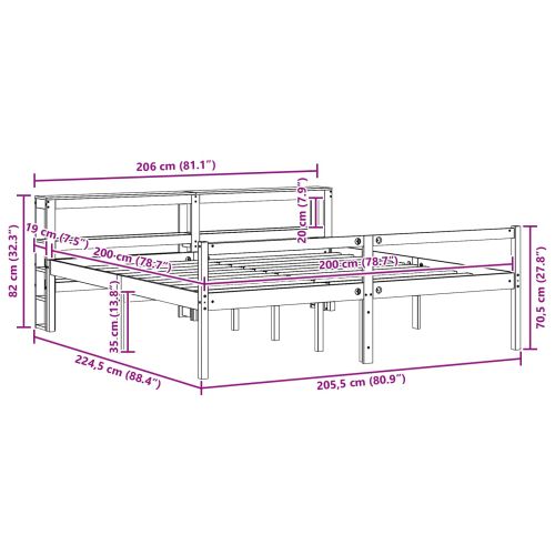 Рамка за легло 2 pcs Кафяво с восъчно покритие Солиден бор
