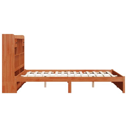 Рамка за легло с библиотека 2 pcs Кафяво с восъчно покритие