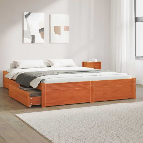 Рамка за легло Кафяво с восъчно покритие 140 x 200 cm