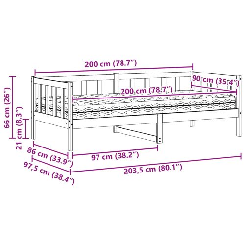 Дневно легло с матрак с таблото Восъчен кафяв и бял 90 x 200 cm