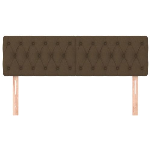 Горни табли за легло, 2 бр, тъмнокафява, 72x7x78/88 см, плат