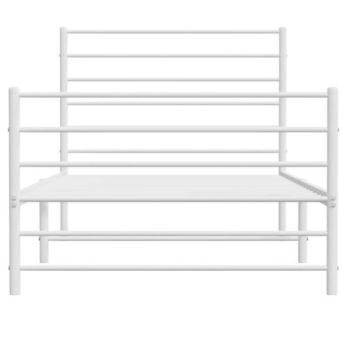 Метална рамка за легло с горна и долна табла, бяла, 80x200 см