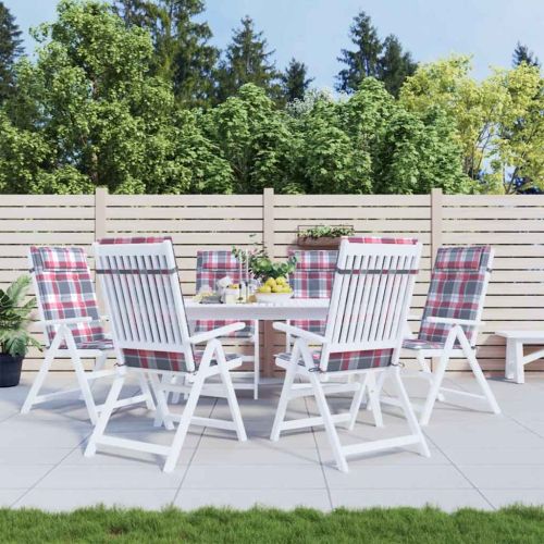 Възглавници за столове с облегалка 6 бр червено каре плат