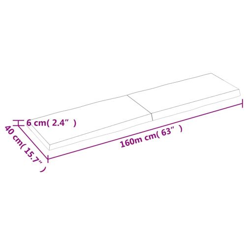 Плот за маса светлокафяв 160x40x(2-6) см обработен масивен дъб