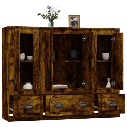 Високи шкафове, 3 бр, опушен дъб, инженерно дърво