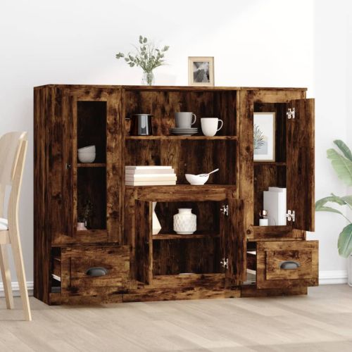 Високи шкафове, 3 бр, опушен дъб, инженерно дърво