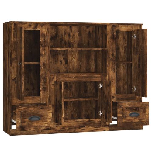 Високи шкафове, 3 бр, опушен дъб, инженерно дърво