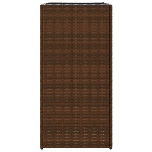 Градински кашпи, 2 бр, кафяви, 40x40x80 см, полиратан