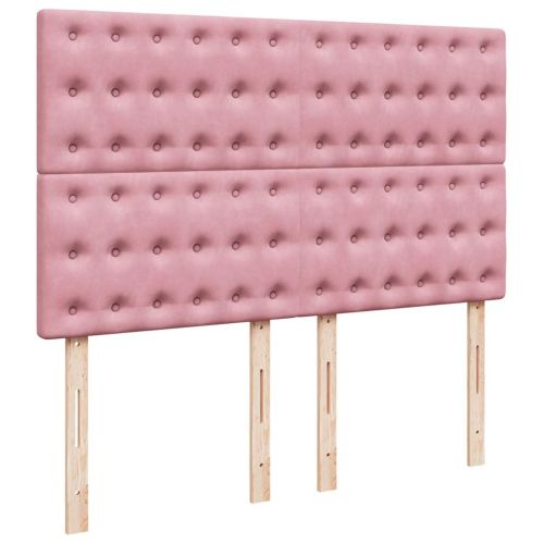 Боксспринг легло с матрак, розова, 140x190 см, кадифе