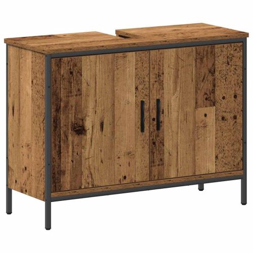 Комплект мебели за баня с рафт 3 pcs Кафяво Инженерно дърво