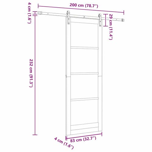 Преплъзваща се врата Бял и черен 83 x 232 см