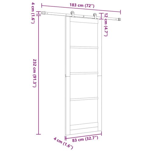 Преплъзваща се врата Бял и черен 83 x 232 см