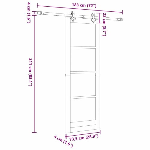 Преплъзваща се врата Естествено и черно 73,5 x 211 см