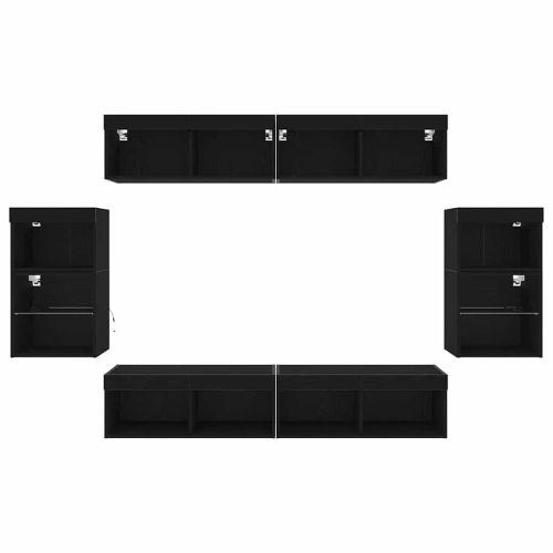 Комплект ТВ шкаф 8 pcs Черен дъб Инженерно дърво