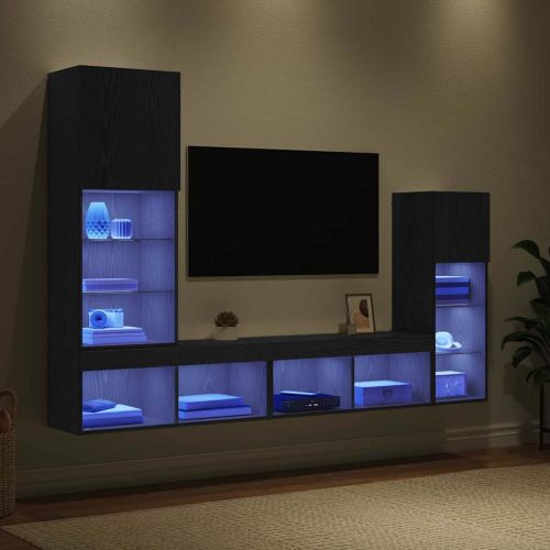 Стойки за телевизор 4 pcs Черния дъб Инженерно дърво