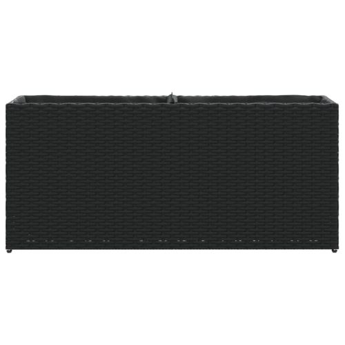 Градински сандък с 2 саксии, черен, 90x20x40 см, полиратан