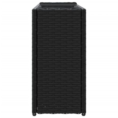 Градински сандък с 2 саксии, черен, 90x20x40 см, полиратан