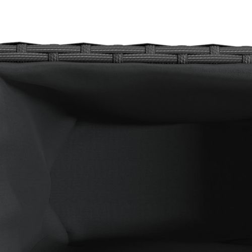 Външен плантер с колела и 3 саксии черен 107x32x38 см полиратан