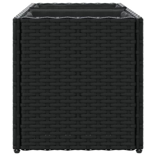 Градински плантер с 2 саксии, черен, 72x30x32 см, полиратан