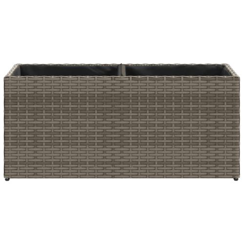 Градински плантер с 2 саксии, сив, 72x30x32 см, полиратан