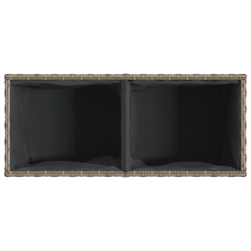 Градински плантер с 2 саксии, сив, 72x30x32 см, полиратан