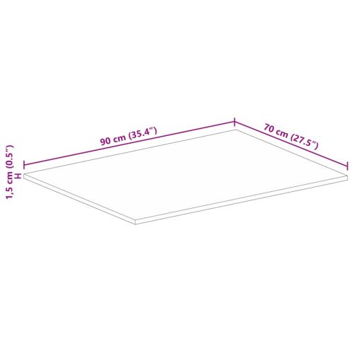 Плот за маса 90x70x1,5 см правоъгълен масивно дърво грубо манго