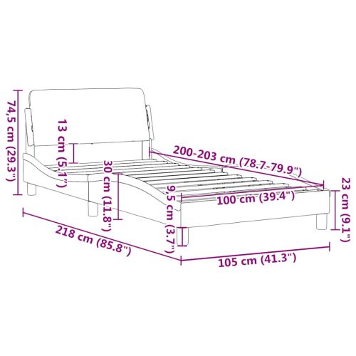 Рамка за легло Dover, тъмносива, 100x203 см, кадифе