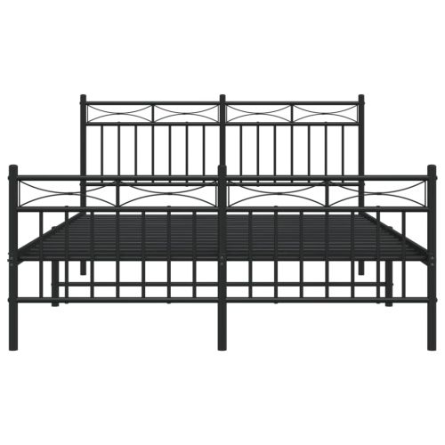 Метална рамка за легло с горна и долна табла, черна, 140x190 см