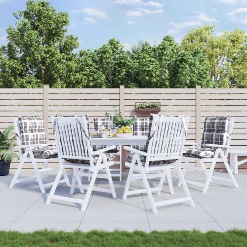 Възглавници за стол ниска облегалка 6 бр сиво каре Оксфорд плат