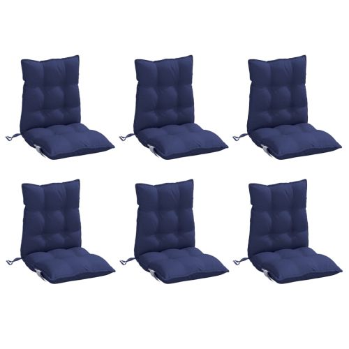 Възглавници за столове с ниска облегалка 6 бр нейви син Оксфорд