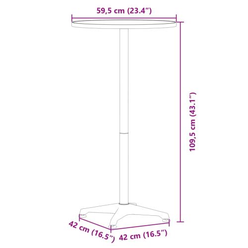 Външна бар маса, регулируема, Ø59,5x70/109,5 см, алуминий